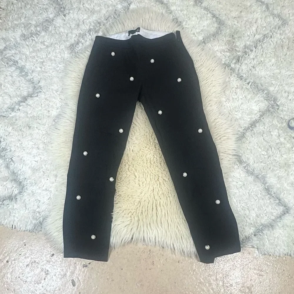 J. Crew Black Kids Leggings with Pearl Details